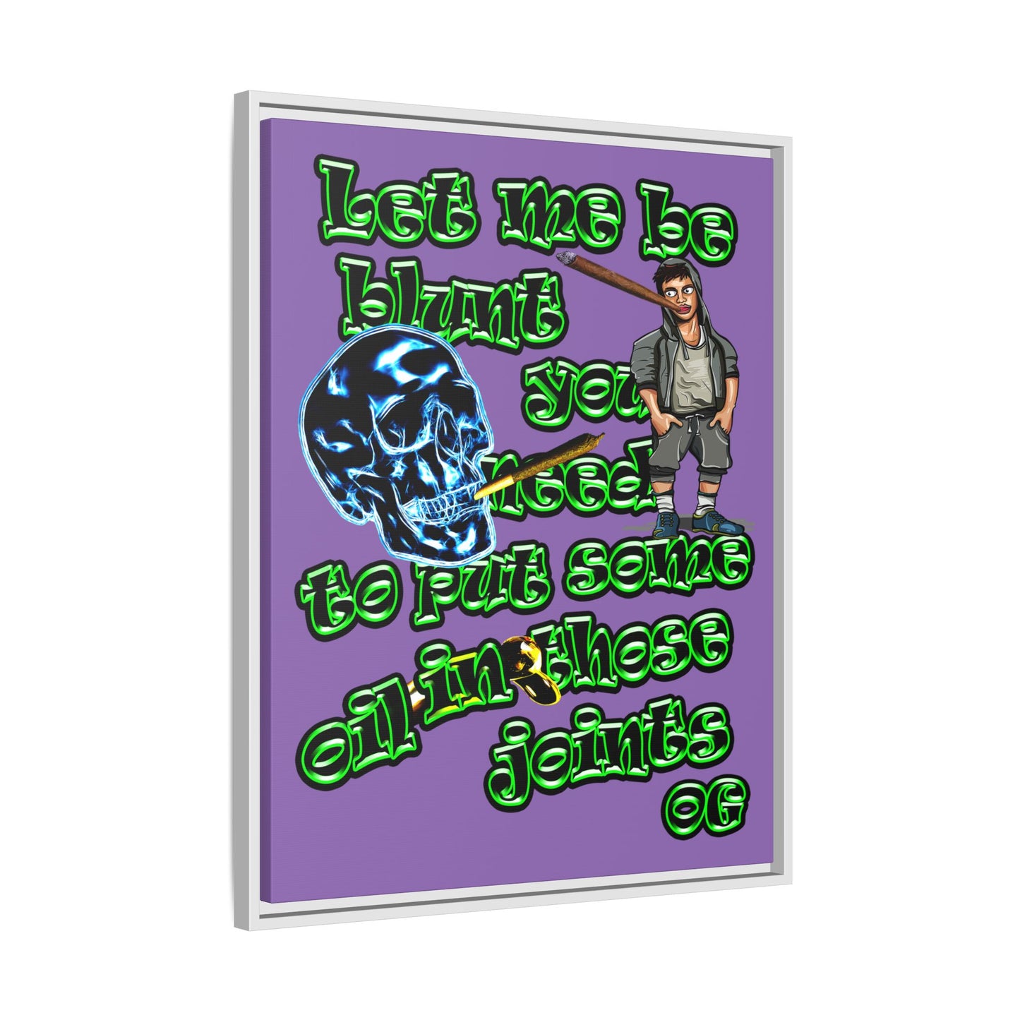 og - framed canvas art (light purple)