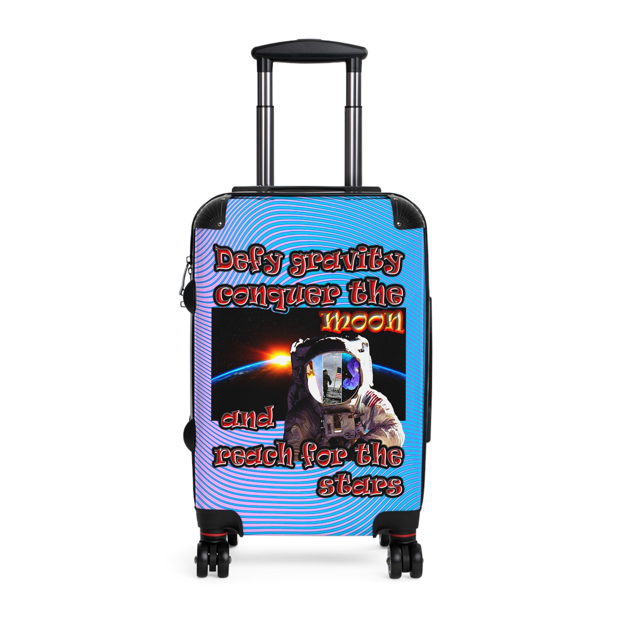 defy conquer reach - suitcase (light blue-purple wave)