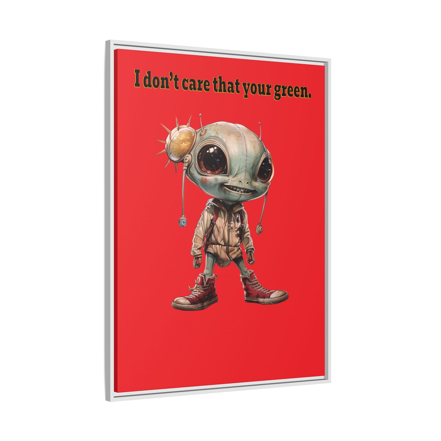 I don't care that your green - framed canvas art (red)