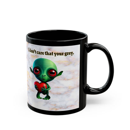 I don't care that your grey - Black Mug (white marble)