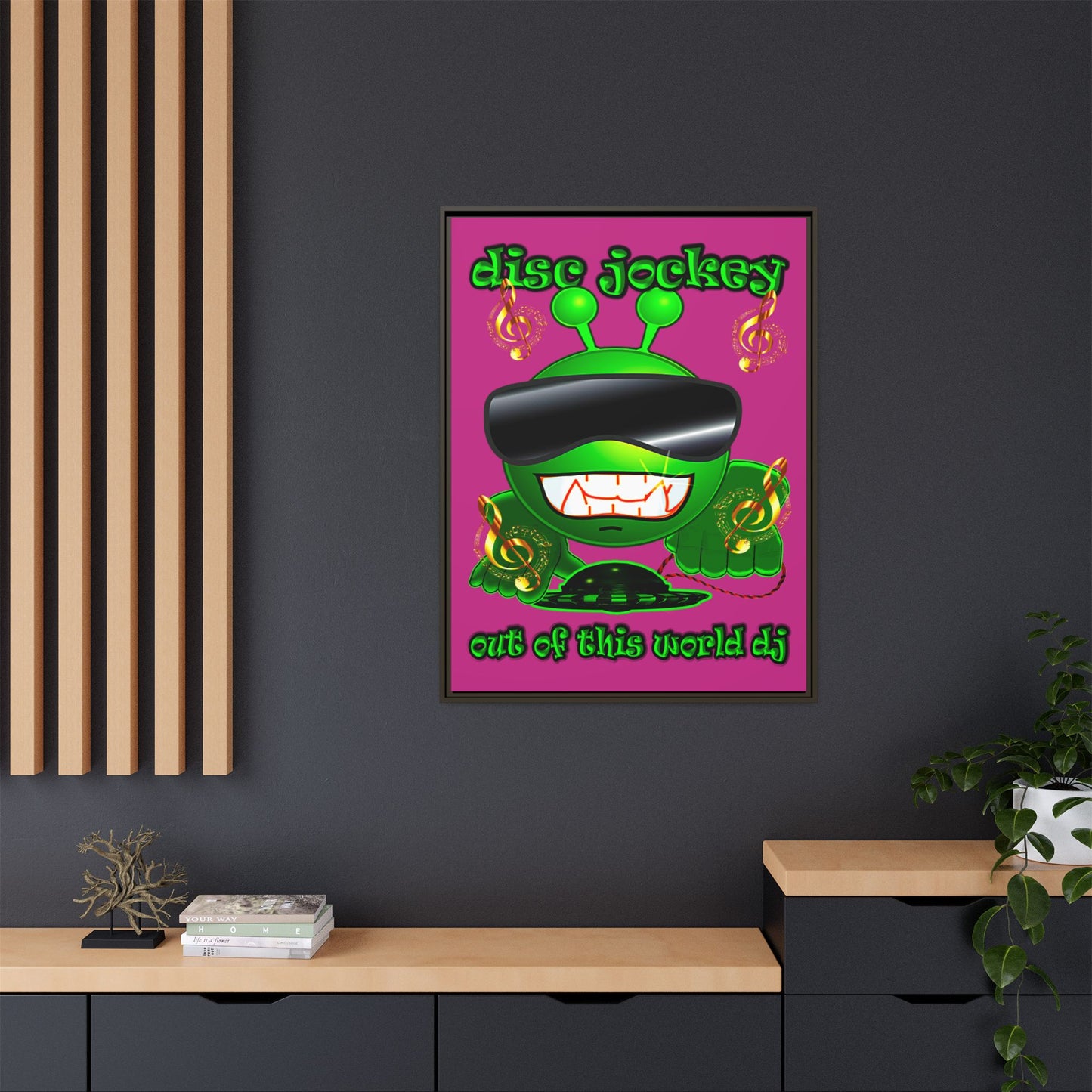 disc jockey - framed canvas art (pink)