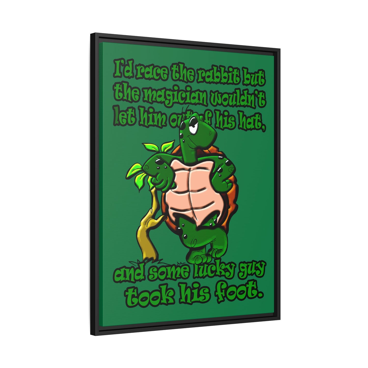 turtle race - framed canvas art (dark green)