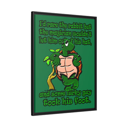 turtle race - framed canvas art (dark green)