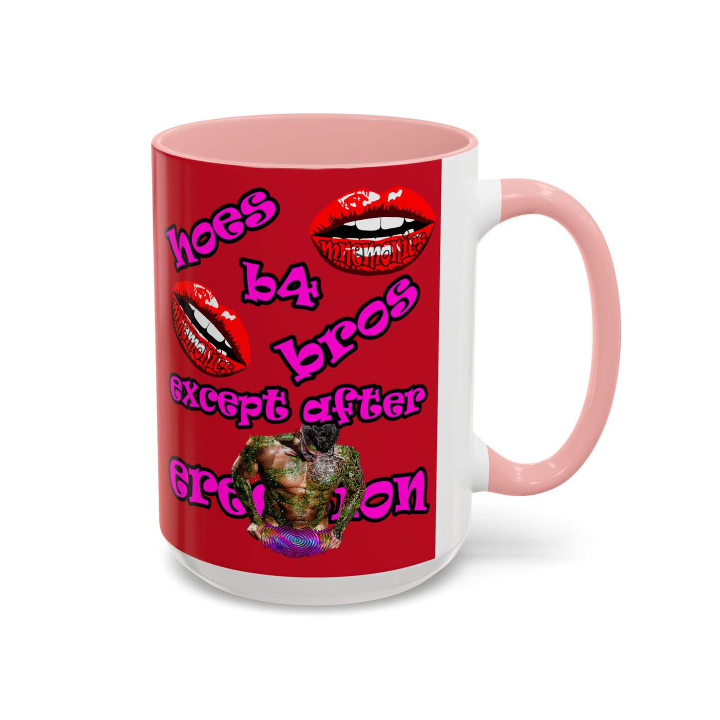 hoes b4 bros - Accent Mug (dark red)