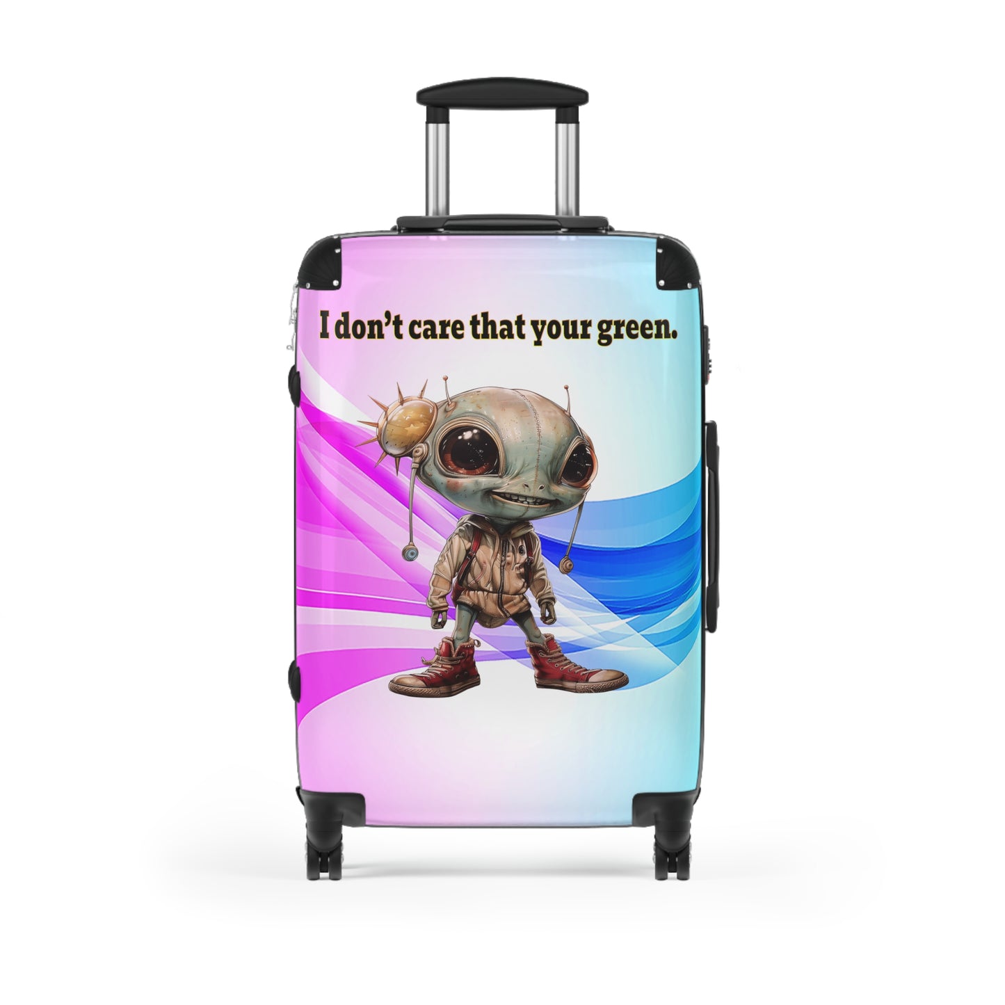 I don't care that your green - Suitcase (light blue-pink wave)