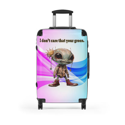 I don't care that your green - Suitcase (light blue-pink wave)