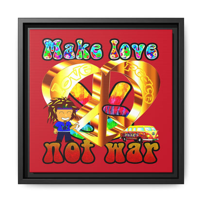 love peace - framed canvas art (dark red)