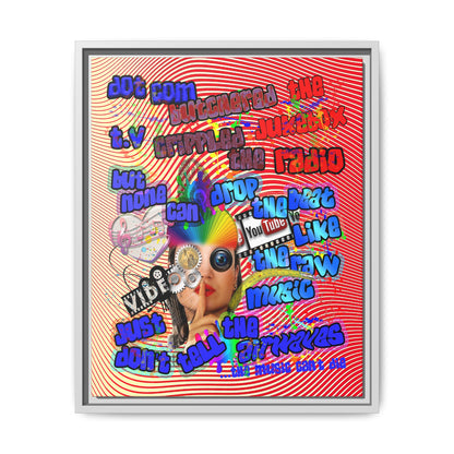 drop the beat - framed canvas art (yellow-orange wave)