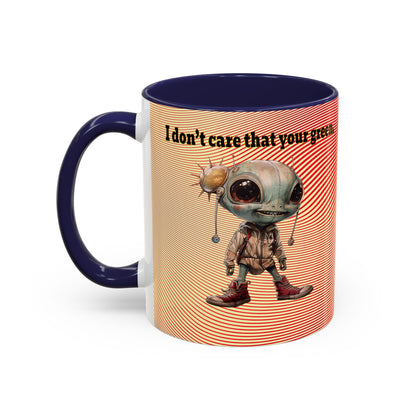I don't care that your grey - Accent Mug (yellow-orange wave)
