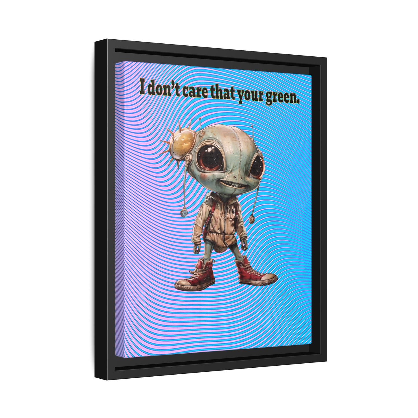 I don't care that your green - framed canvas art (light blue-purple wave)