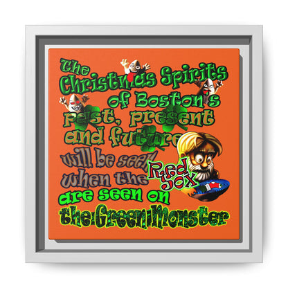 christmas spirits of boston - framed canvas art (orange)