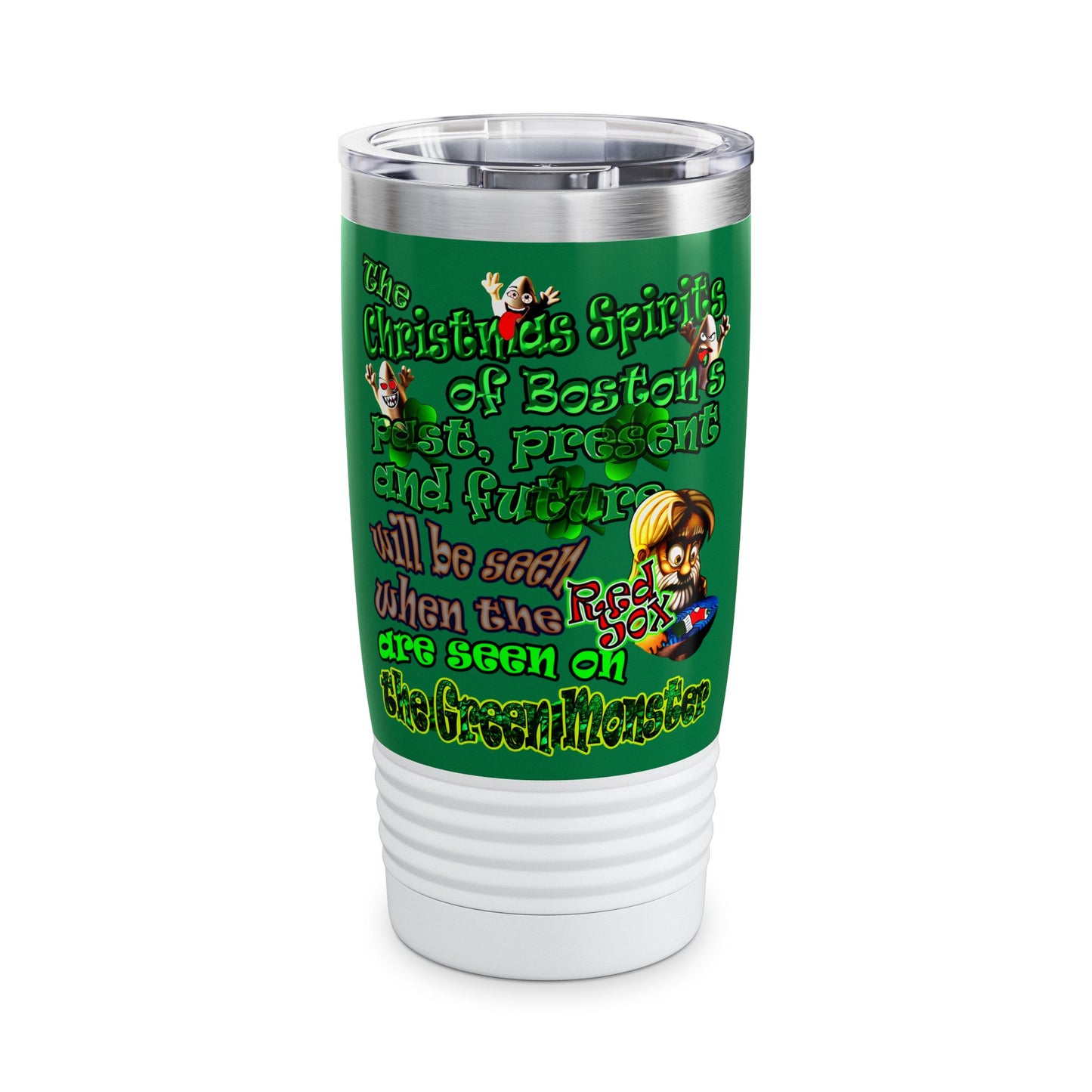 christmas spirits of boston - Ringneck Tumbler, 20oz (dark green)