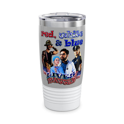 rw&b lives matter - Ringneck Tumbler, 20oz (light grey)