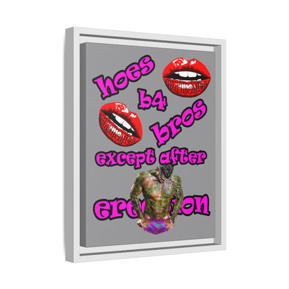 hoes b4 bros - framed canvas art (grey)
