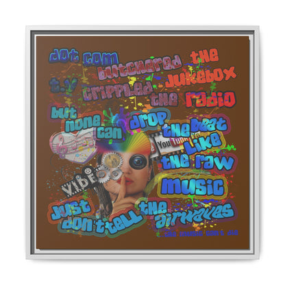 drop the beat - framed canvas art (brown)