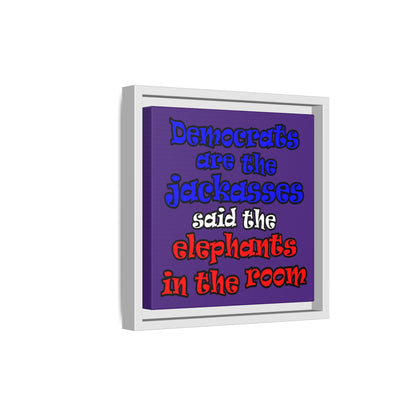donkeys and elephants - framed canvas art (purple)