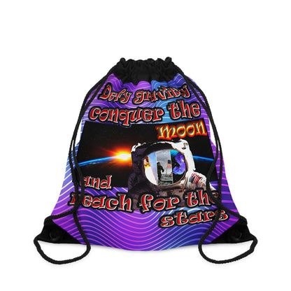 defy conquer reach - Drawstring Bag (purple wave)