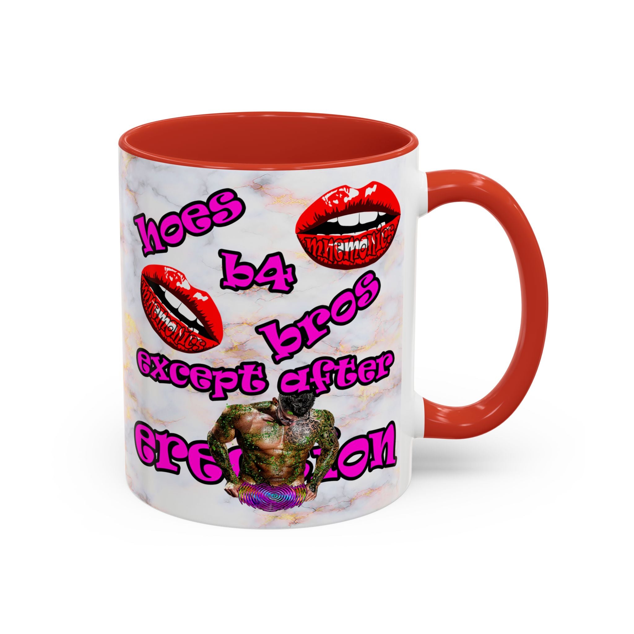 hoes b4 bros - Accent Mug (white marble)