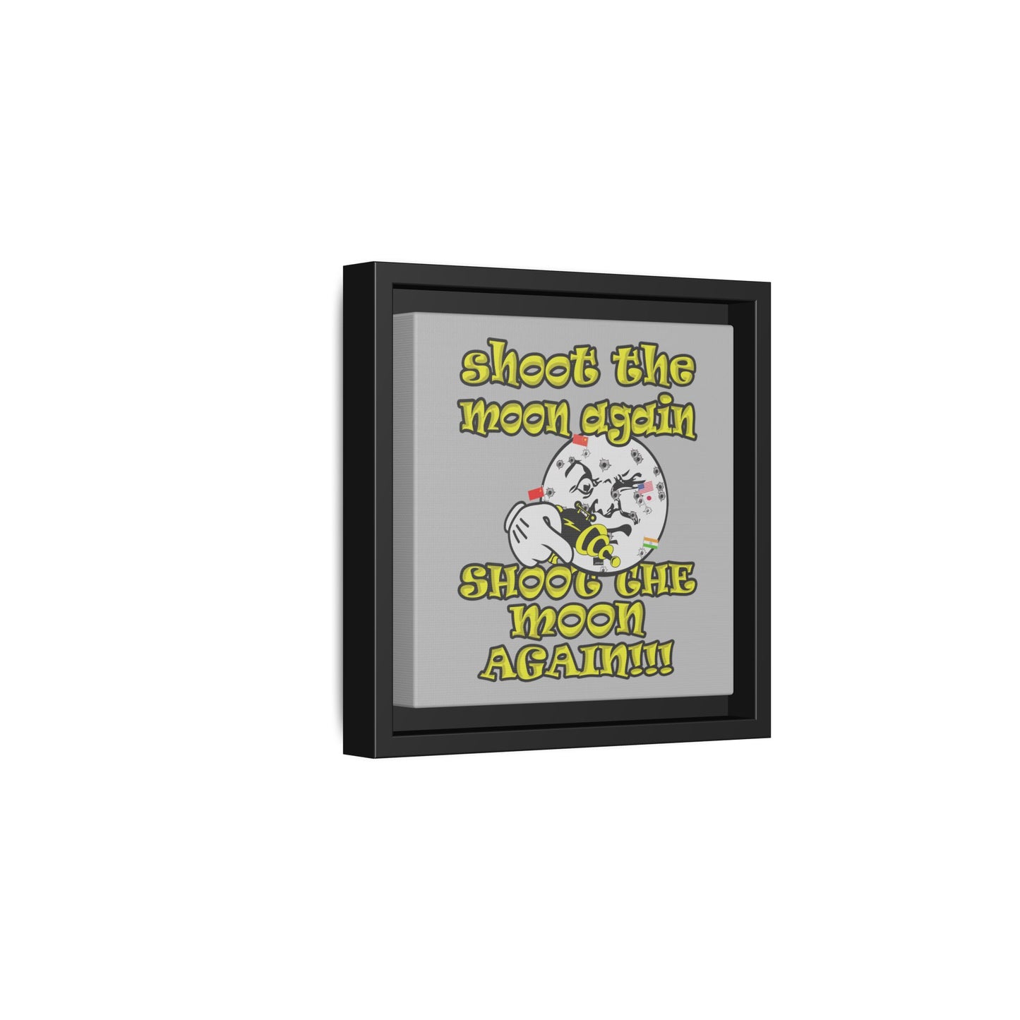 shoot the moon again - framed canvas art (light grey)