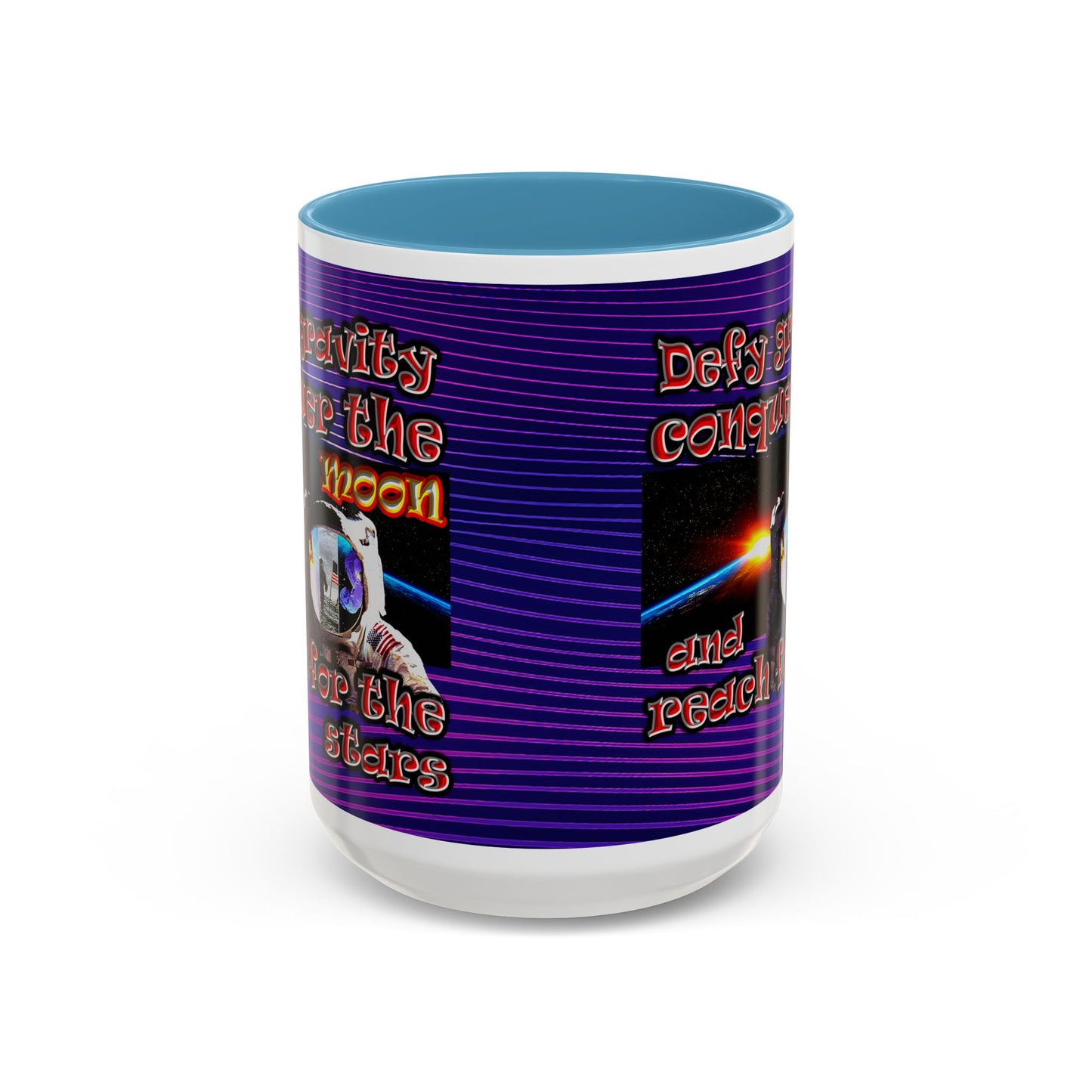 defy conquer reach - Accent Mug (purple wave)