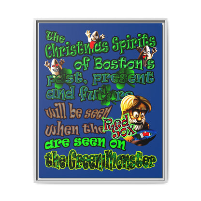 christmas spirits of boston - framed canvas art (dark blue)