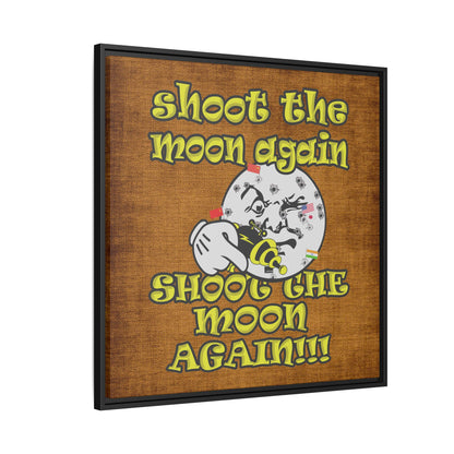 shoot the moon again - framed canvas art (brown papyrus)