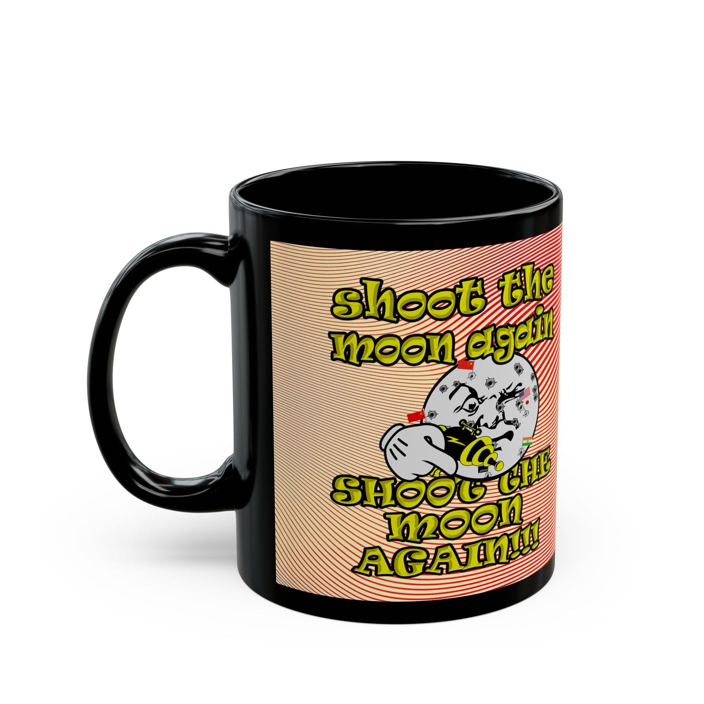 shoot the moon again - Black Mug (yellow-orange wave)