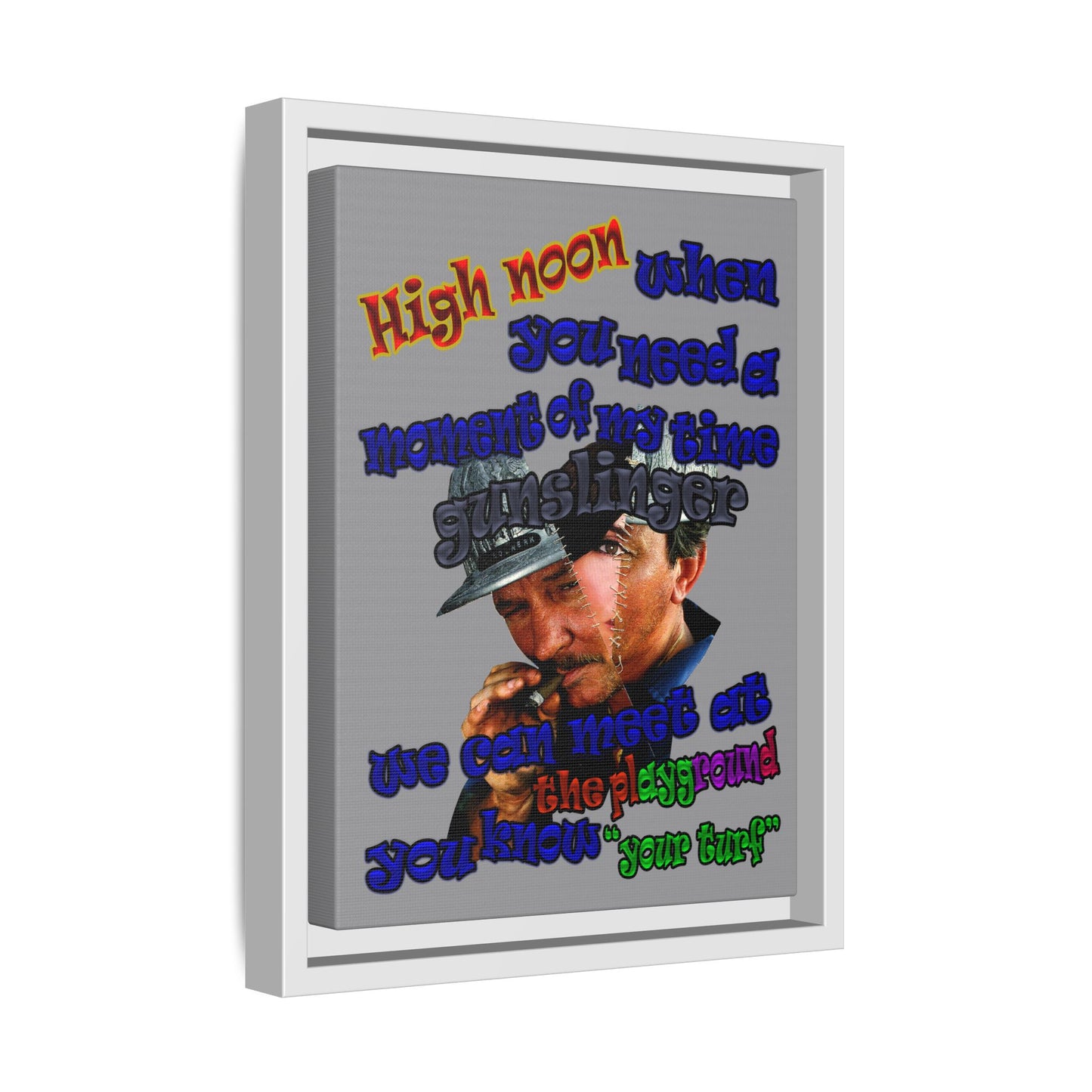 high noon - framed canvas art (grey)