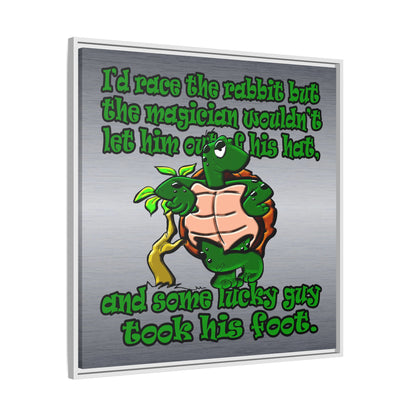 turtle race - framed canvas art (brushed nickel)