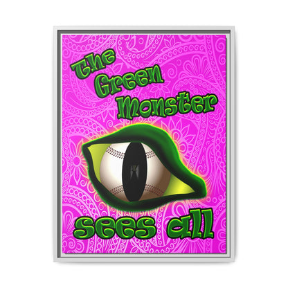 green monster - framed canvas art (pink swirl)