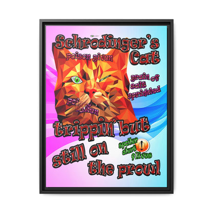 schrodinger's cat - framed canvas art (light blue-pink wave)