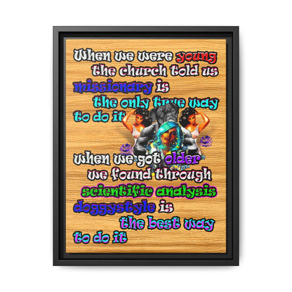 doggystyle - framed canvas art (butterscotch wood finish)