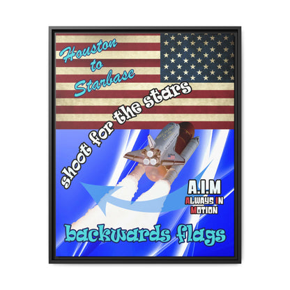 shoot for the stars - framed canvas art (blue-white wave)