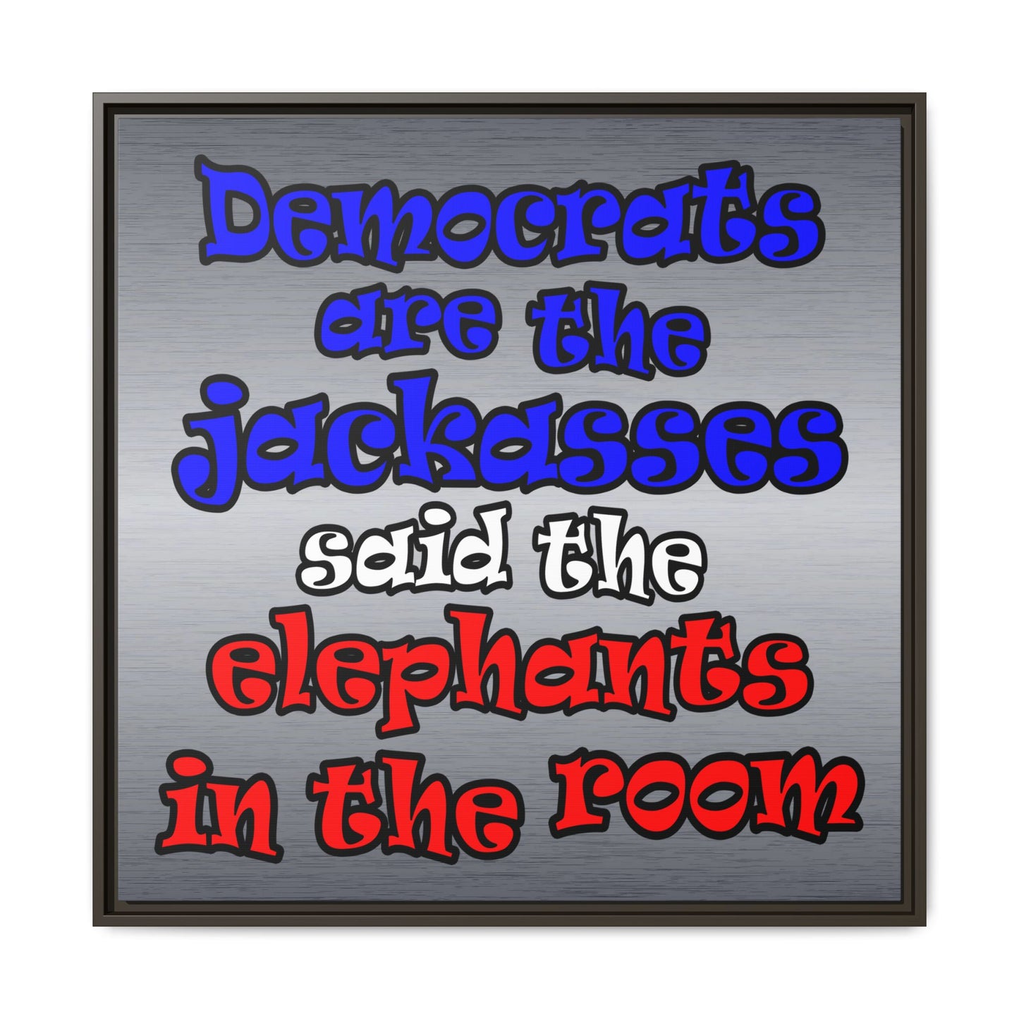 donkeys and elephants - framed canvas art (brushed nickel)