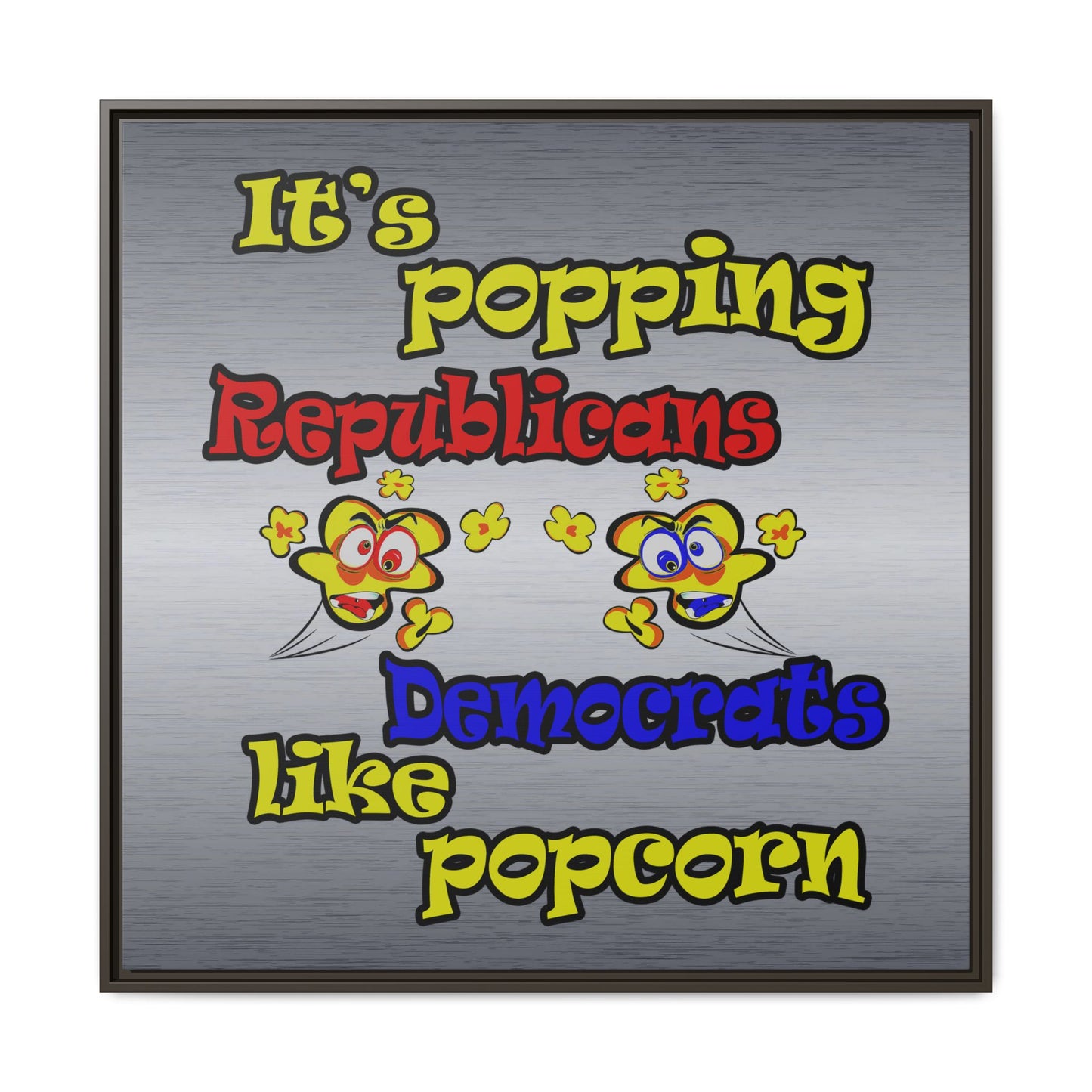 popping like popcorn - framed canvas art (brushed nickel)