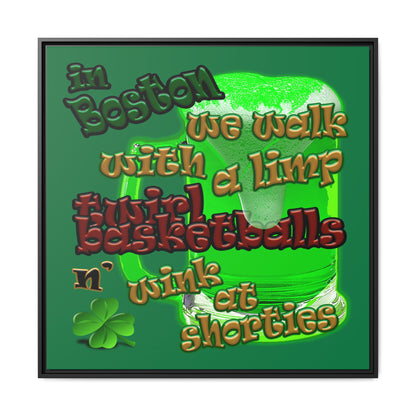 celtics logo - framed canvas art (dark green)