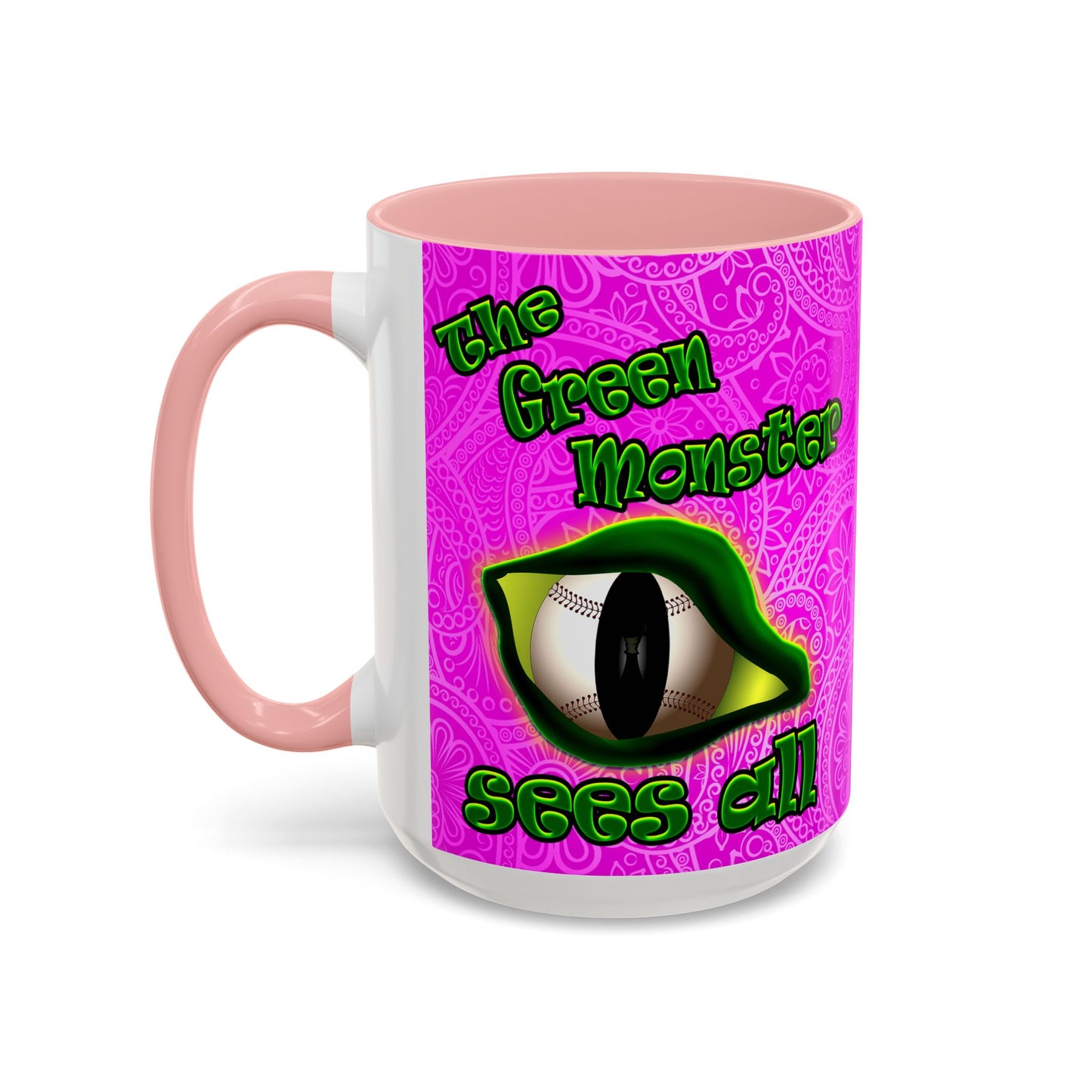 green monster - Accent Mug (pink swirl)