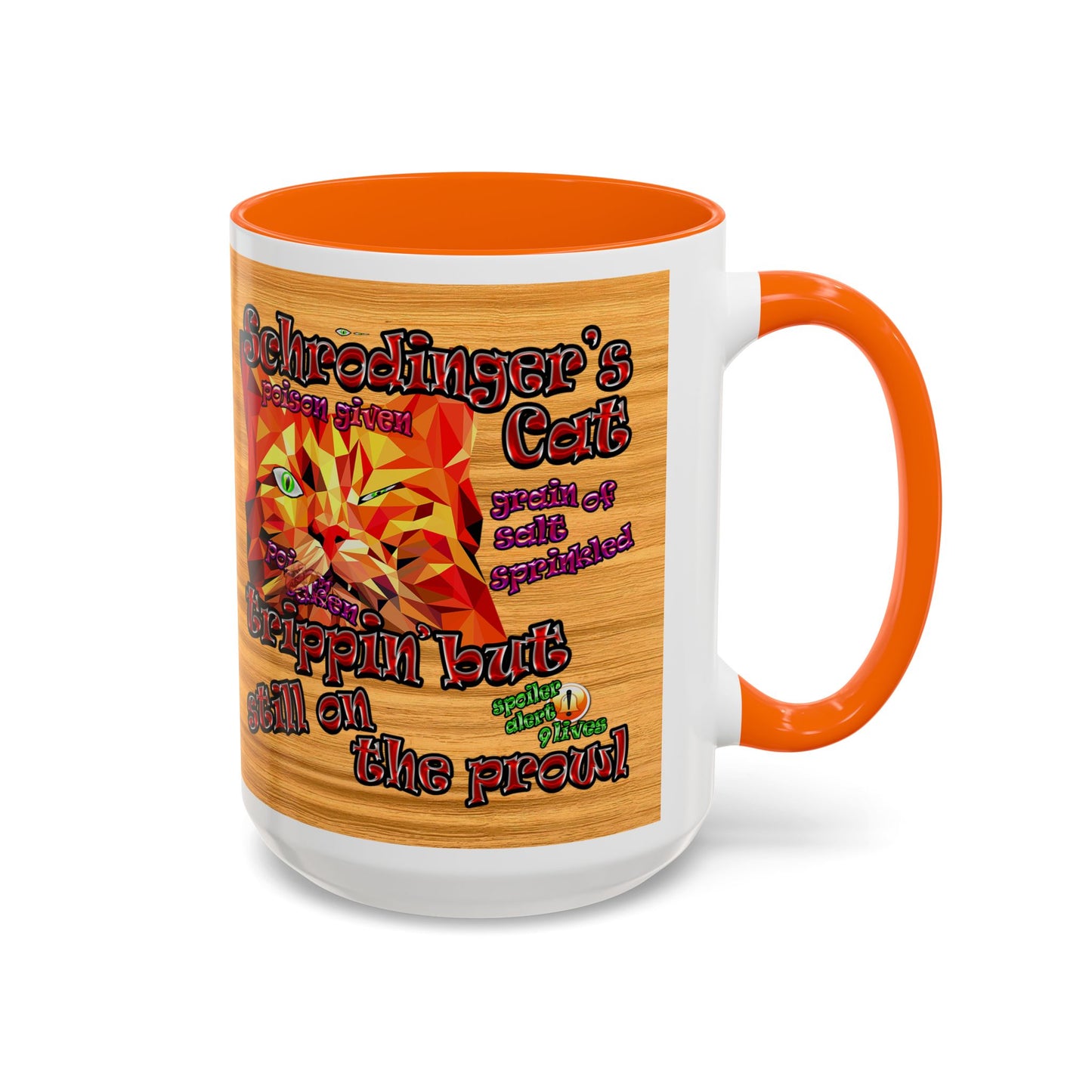 schrodinger's cat - Accent Mug (butterscotch wood finish)
