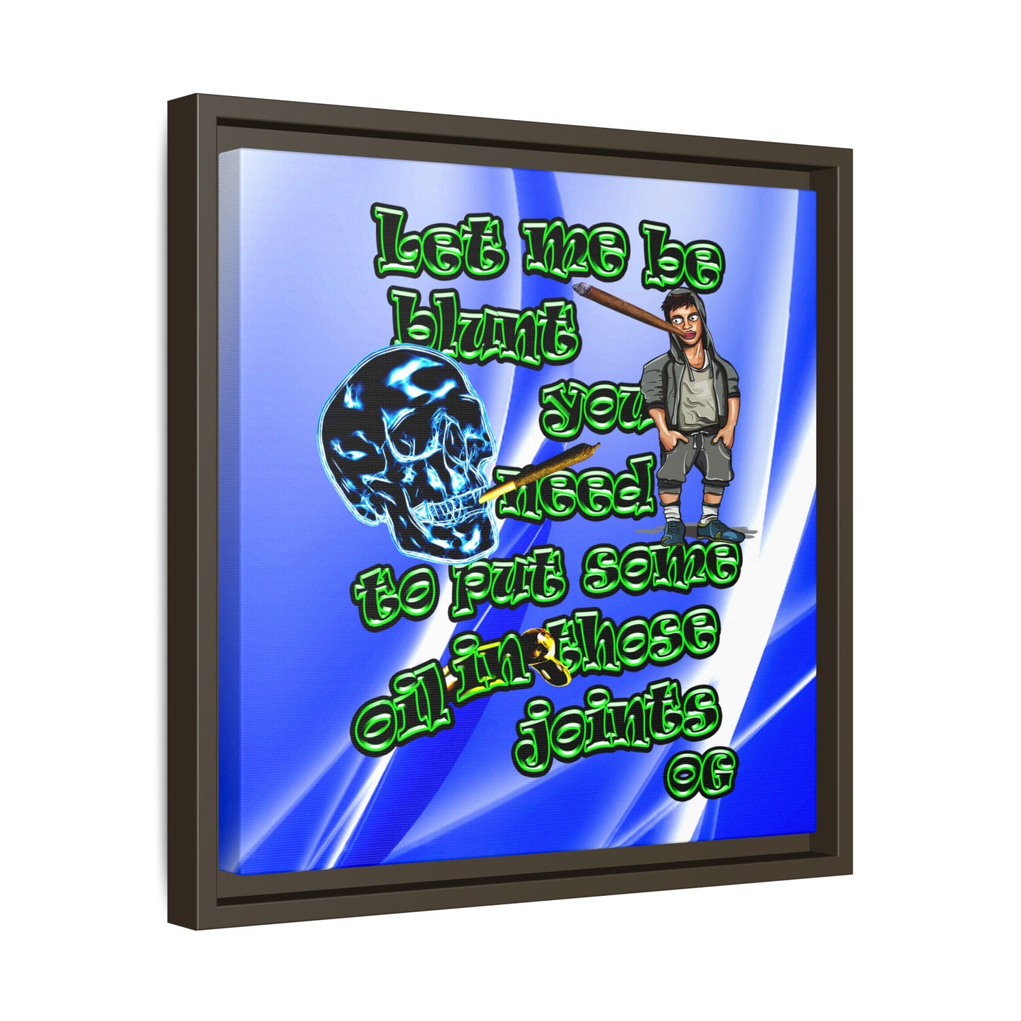 og - framed canvas art (blue-white wave)