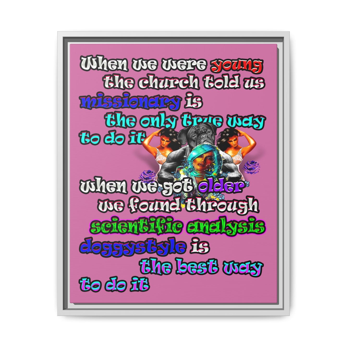 doggystyle - framed canvas art (light pink)