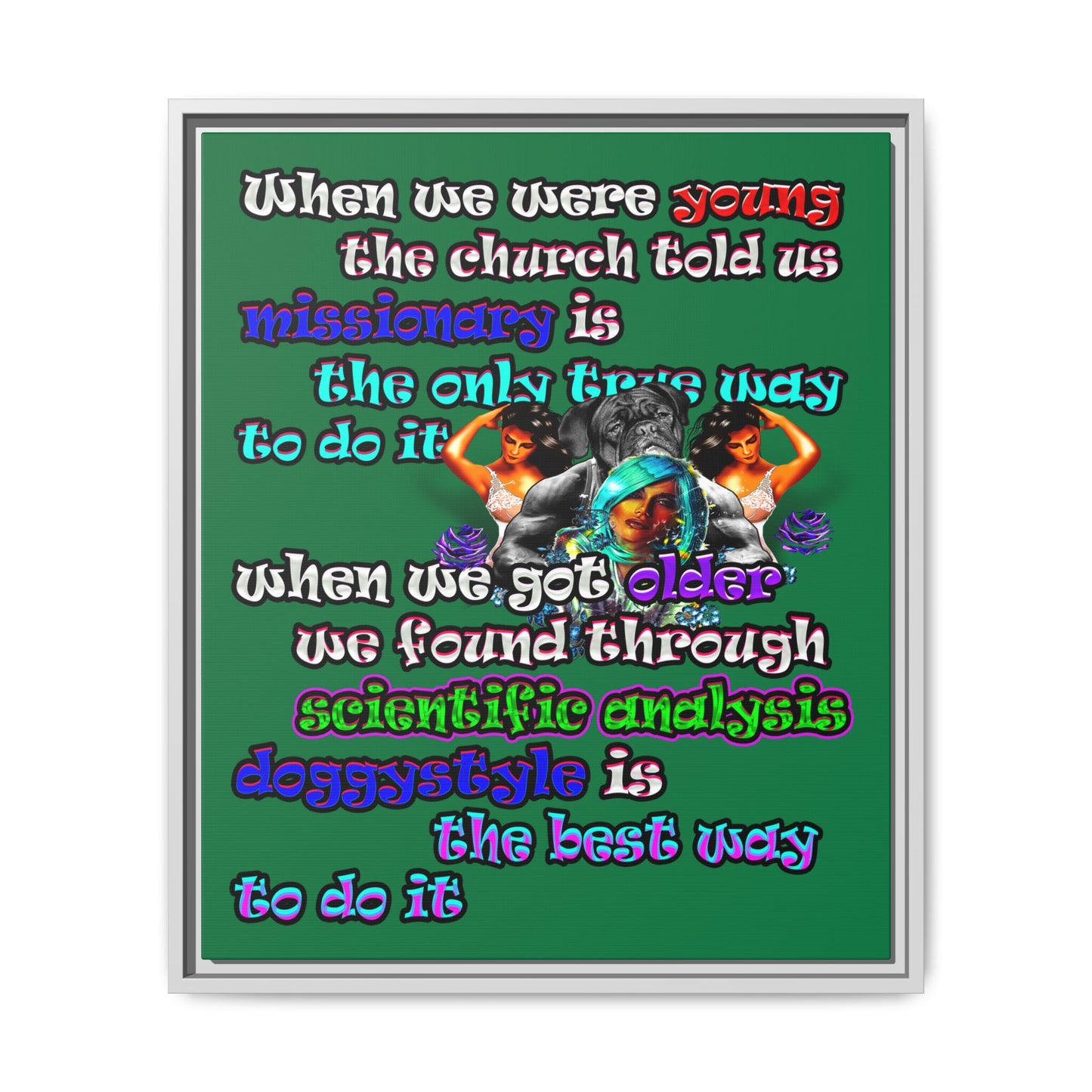doggystyle - framed canvas art (dark green)