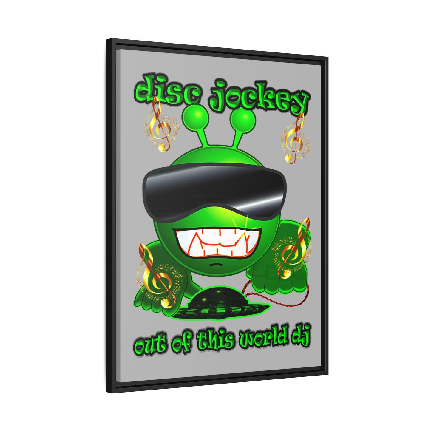 disc jockey - framed canvas art (light grey)
