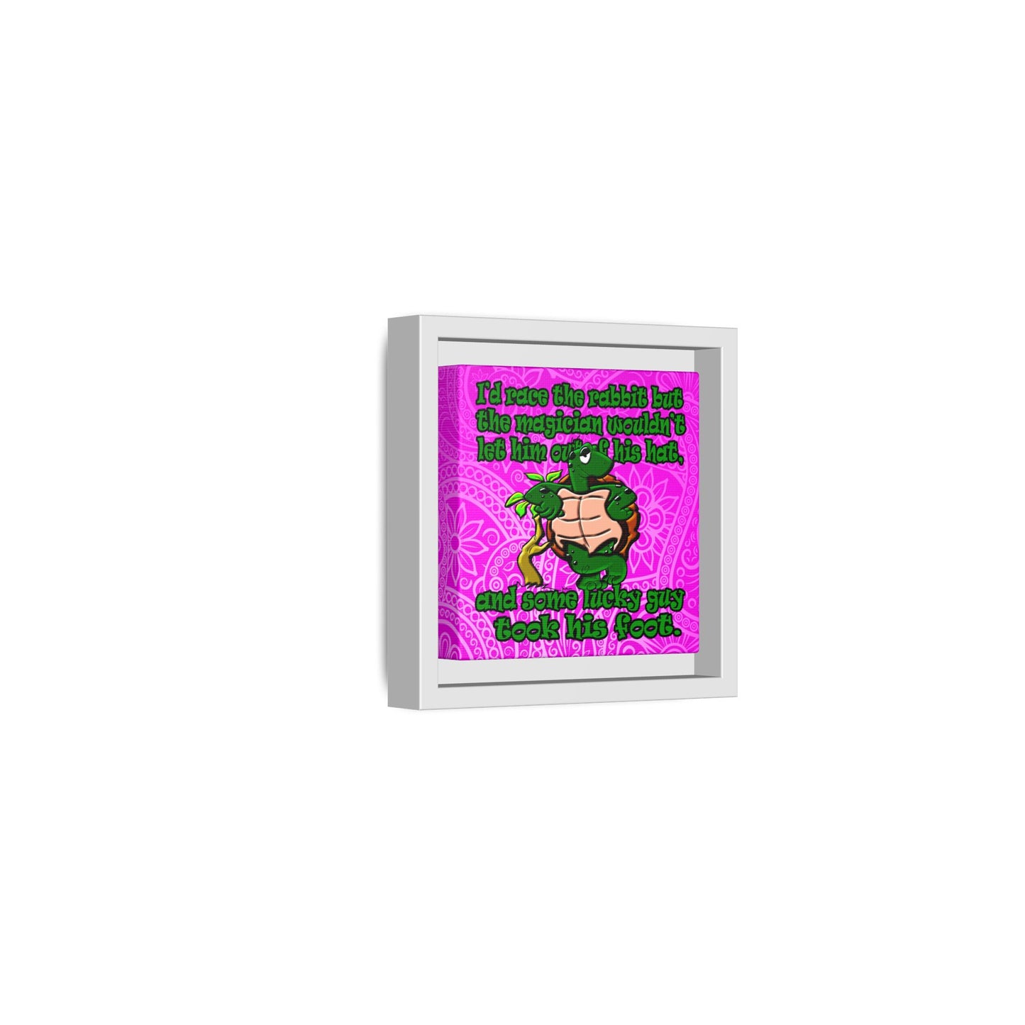 turtle race - framed canvas art (pink swirl)