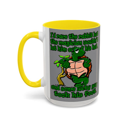 turtle race - Accent Mug (grey)