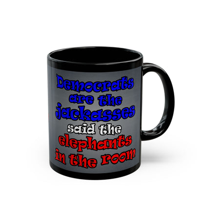 donkeys and elephants - Black Mug (grey-light grey)