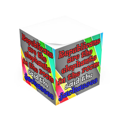 donkeys and elephants - note cube (rainbow split)