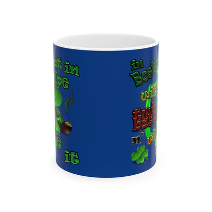 celtics logo - White Mug (dark blue)