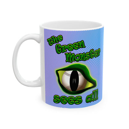 green monster - White Mug (light blue-purple wave)
