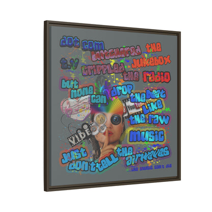drop the beat - framed canvas art (dark grey)