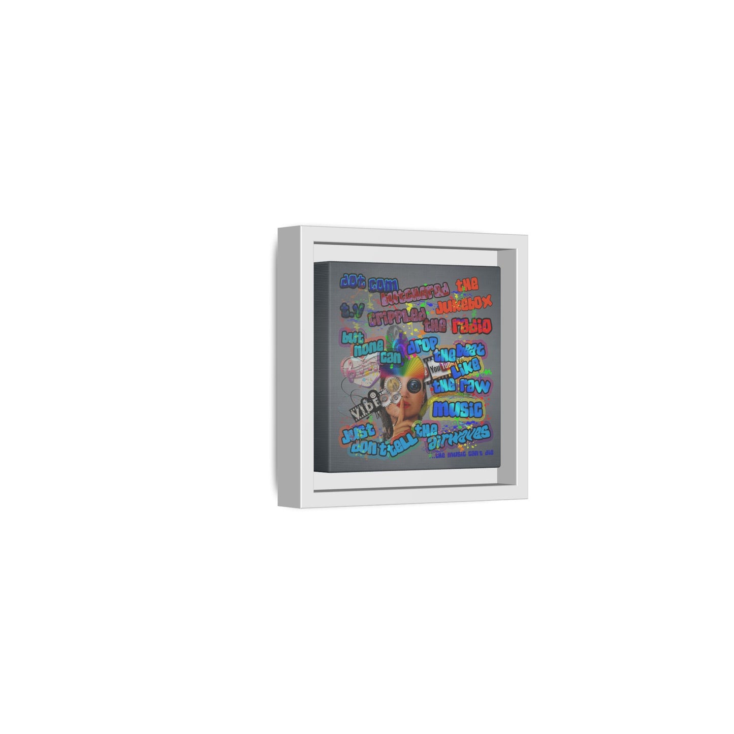 drop the beat - framed canvas art (grey-light grey)